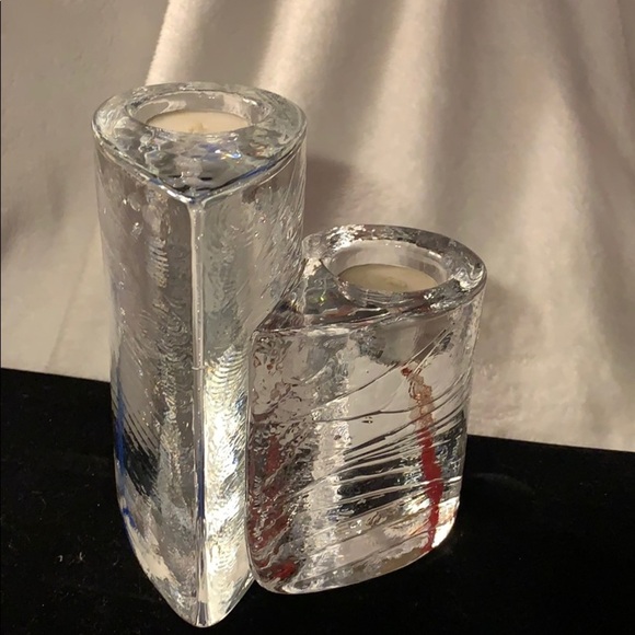 Heavy Lead Crystal “Sweetheart” Candle Set- Art - Picture 1 of 13